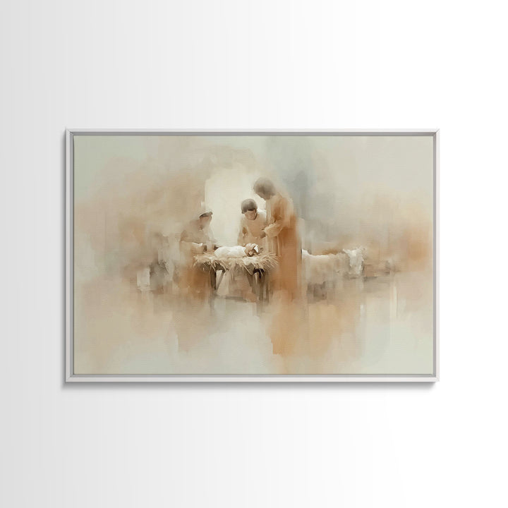 Blessed Nativity Circle – Framed Canvas Print – Christian Art Canvas – Christmas Art Prints – Jesus Christmas Art – Christian Wall Art – Ch
