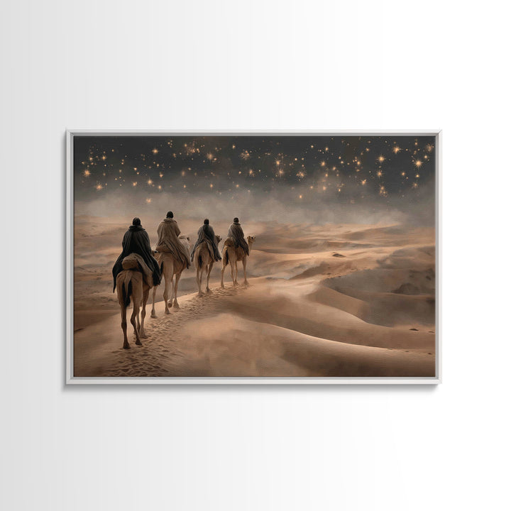 Three Kings Ascend – Framed Canvas Print – Christian Christmas Art – Christian Art Work – Jesus Painting – Christmas Canvas Wall Art – Chri