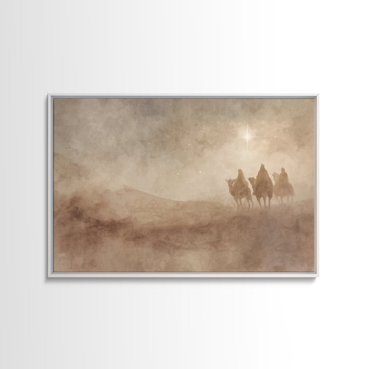 Radiant Star Path, Framed Canvas Print, Christian Wall Art, Christmas Art Work, Christian Art Painting, Jesus Christmas Art, Christian Art