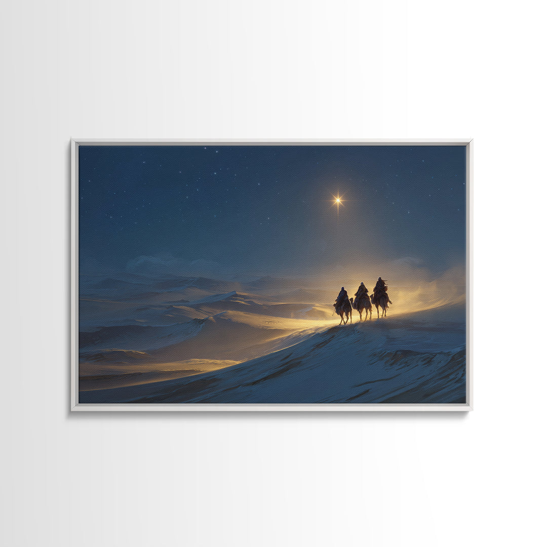Night Of The Kings, Framed Canvas Print, Christian Art Prints, Christian Christmas Art, Christian Wall Art, Jesus Painting, Christmas Art W