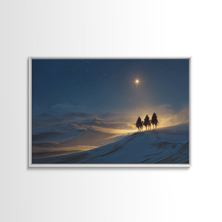 Night Of The Kings, Framed Canvas Print, Christian Art Prints, Christian Christmas Art, Christian Wall Art, Jesus Painting, Christmas Art W