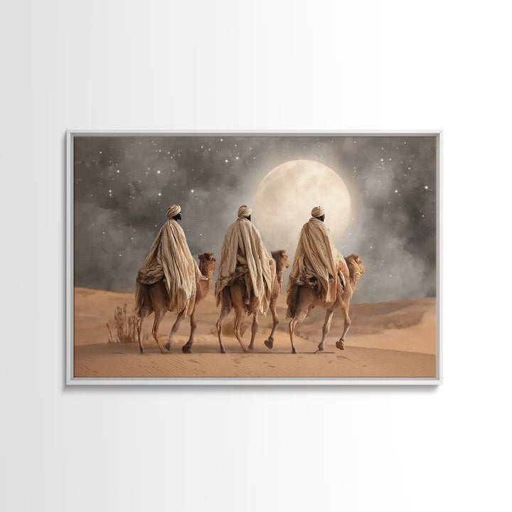Moonlit Journey – Framed Canvas Print – Christian Art Canvas – Christmas Art – Christian Art Work – Christian Christmas Art – Christian Pai