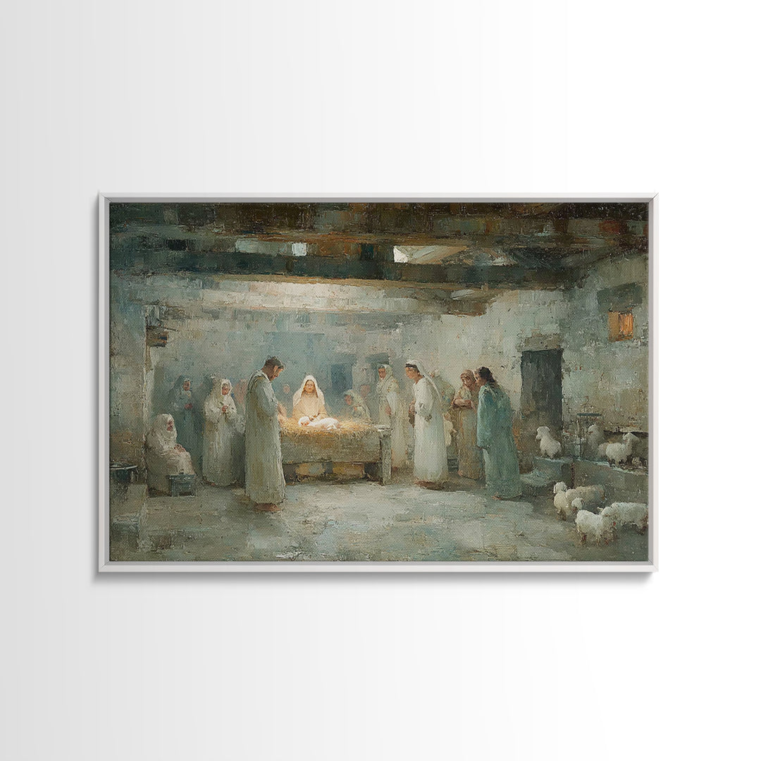 Bethlehem Gathering – Framed Canvas Print – Christian Christmas Art – Christian Wall Art – Christmas Art – Christian Art Canvas – Jesus Pai
