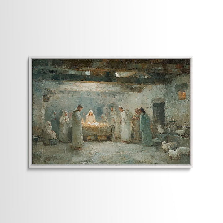 Bethlehem Gathering – Framed Canvas Print – Christian Christmas Art – Christian Wall Art – Christmas Art – Christian Art Canvas – Jesus Pai