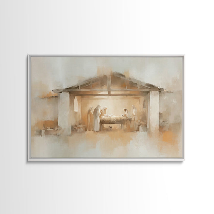 Sacred Birth Glow | Framed Canvas Print | Christian Wall Art | Christmas Art | Christian Art Canvas | Christian Christmas Decor | Christian