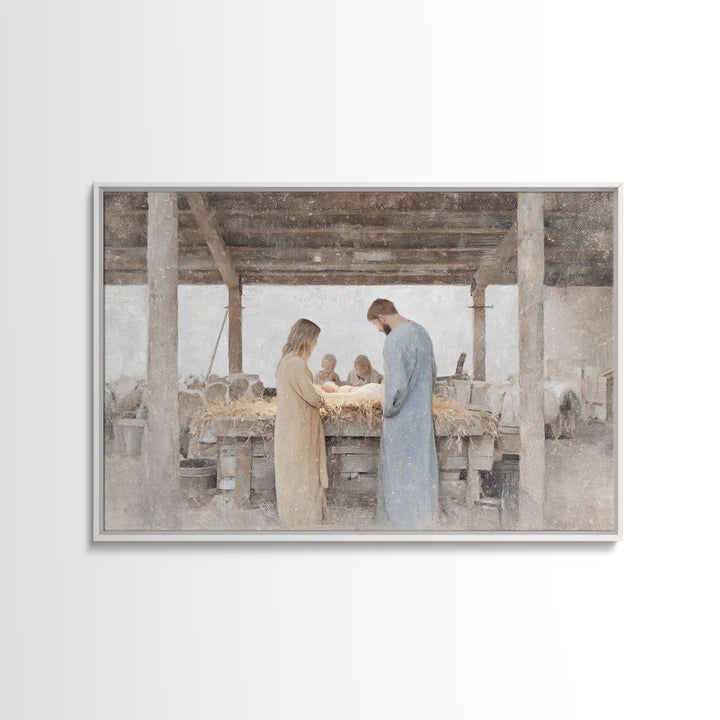 Humble Stable Grace – Framed Canvas Print – Christian Art Canvas – Christian Wall Art – Christmas Art – Christian Christmas Art – Jesus Pai