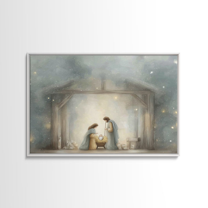 Manger Blessing | Framed Canvas Print | Christian Art Canvas | Christmas Art | Christian Wall Art | Christian Christmas Decor | Jesus Art P
