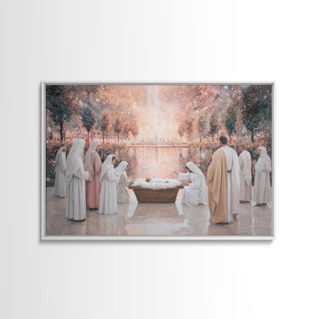 Celestial Birth – Framed Canvas Print – Jesus Painting – Christian Christmas Art – Christian Wall Art – Christian Art Canvas – Christian Gi