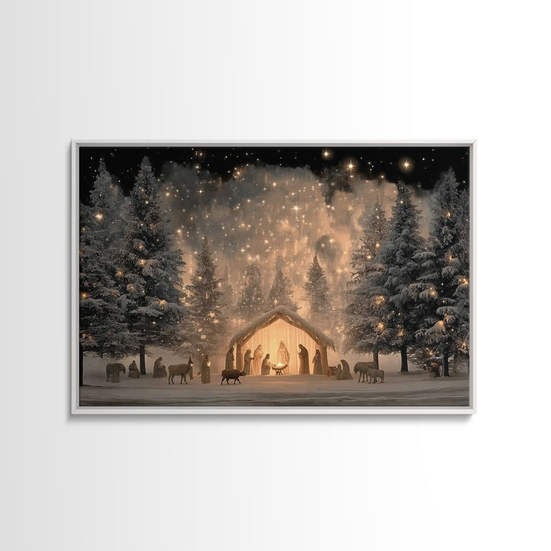 Silent Wonder – Framed Canvas Print – Christian Wall Art – Christian Gift – Jesus Painting – Christmas Art – Christian Art Canvas