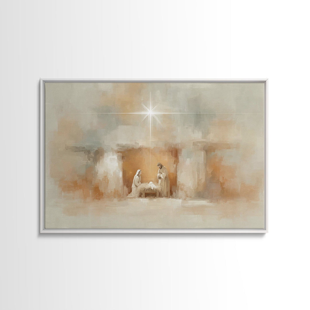 Humble Dawn – Framed Canvas Print – Jesus Painting – Christian Gift – Christian Wall Art – Christmas Art – Christian Art Canvas