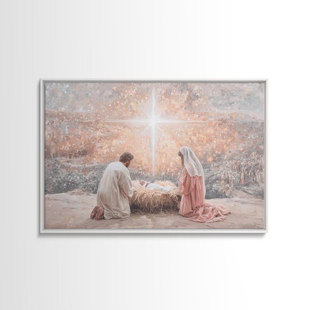 Holy Night Light – Framed Canvas Print – Christian Wall Art – Jesus Christmas Art – Christian Art Canvas – Christmas Art Prints – Christian