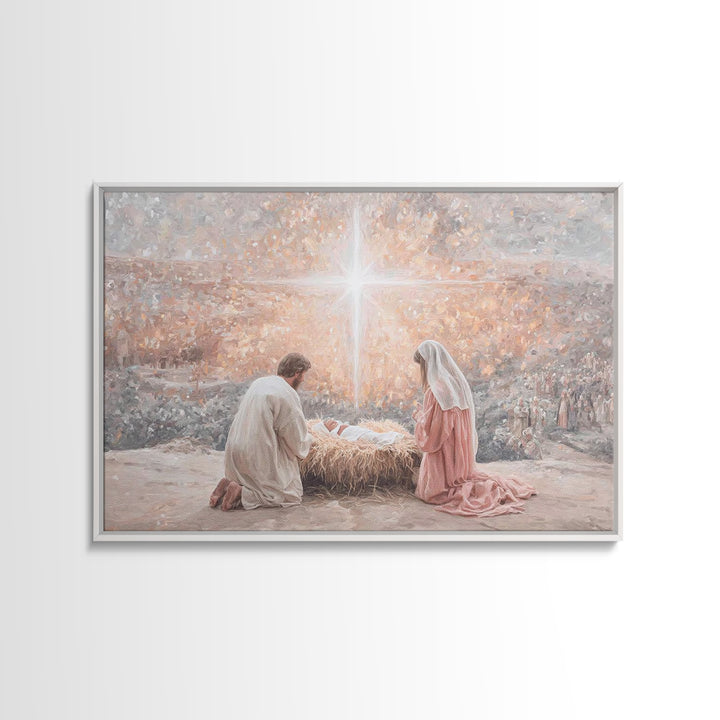 Holy Night Light – Framed Canvas Print – Christian Wall Art – Jesus Christmas Art – Christian Art Canvas – Christmas Art Prints – Christian