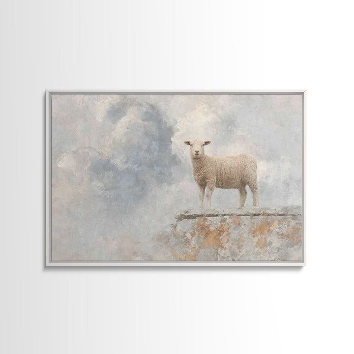 Heavenly Lamb Rise – Framed Canvas Print – Christian Wall Art – Christian Art Canvas – Unique Christian Art – Subtle Christian Art – Christ