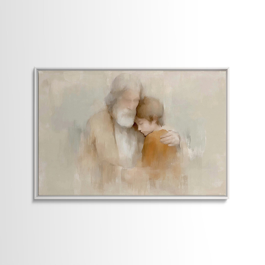 Father’s Comfort – Framed Canvas Print – Christian Wall Art – Minimalist Christian Art – Christian Art Canvas – Subtle Christian Art – Chri