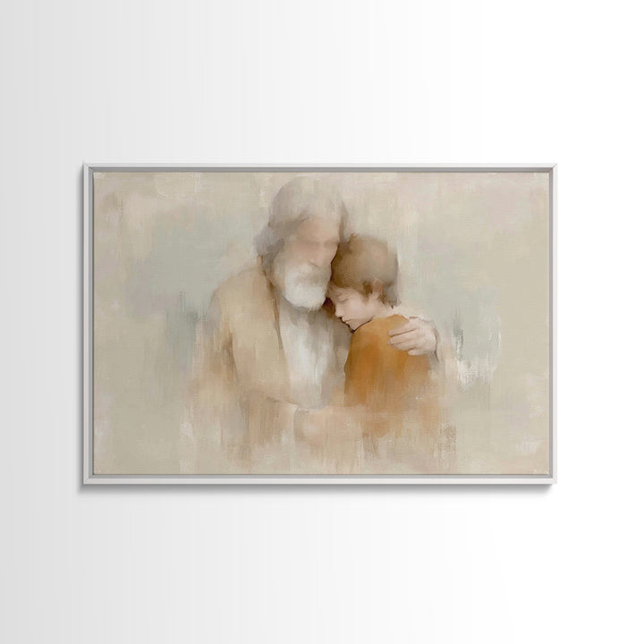 Father’s Comfort – Framed Canvas Print – Christian Wall Art – Minimalist Christian Art – Christian Art Canvas – Subtle Christian Art – Chri