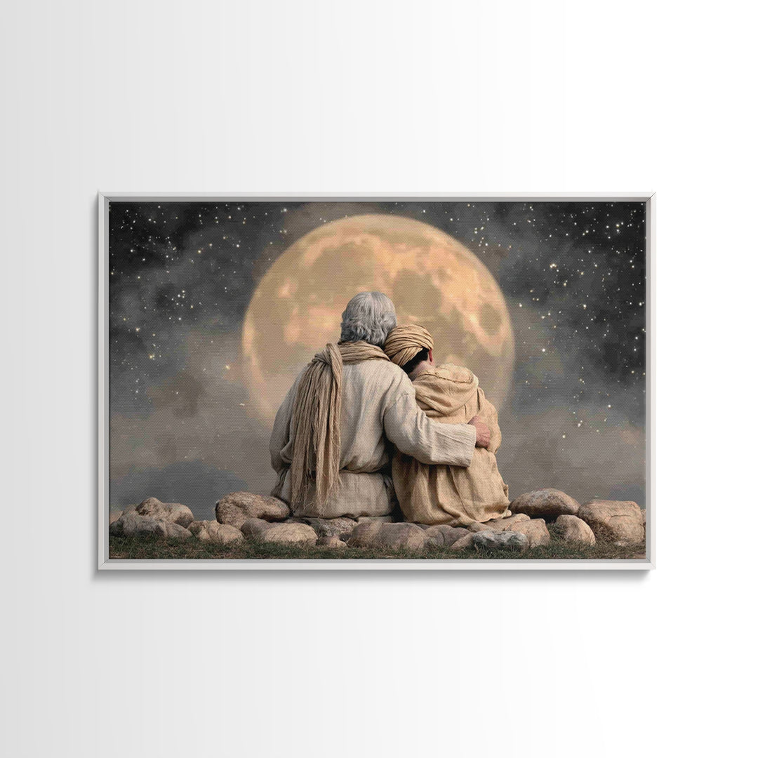 Moonlit Promise – Framed Canvas Print – Christian Wall Art – Christian Art Canvas – Vintage Christian Art – Christian Gift – Christian Deco