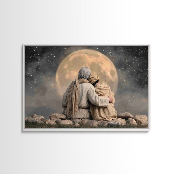 Moonlit Promise – Framed Canvas Print – Christian Wall Art – Christian Art Canvas – Vintage Christian Art – Christian Gift – Christian Deco