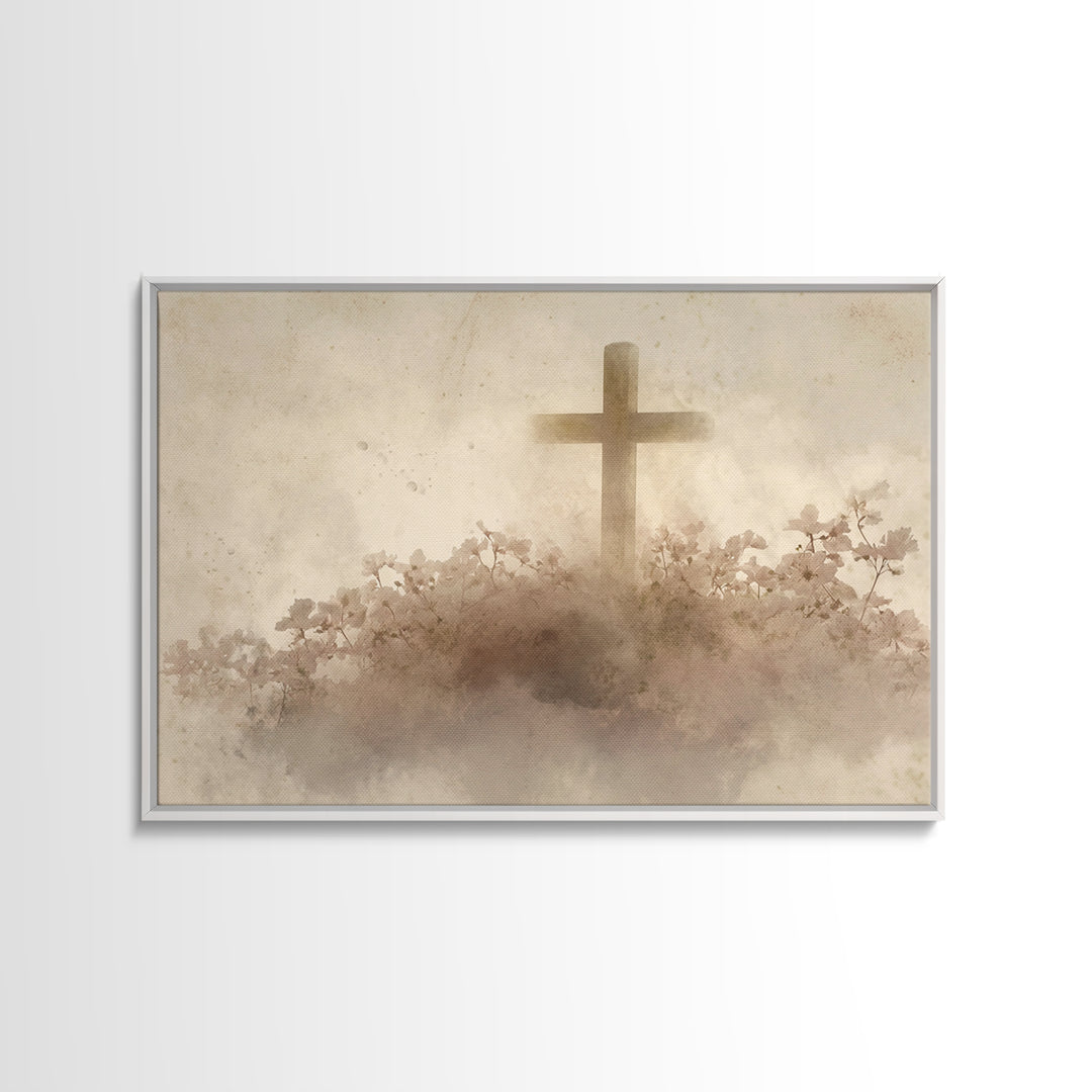 Risen Blossom – Framed Canvas Print – Christian Wall Art – Christian Art Canvas – Christian Decoration – Moody Christian Art – Christian Ar