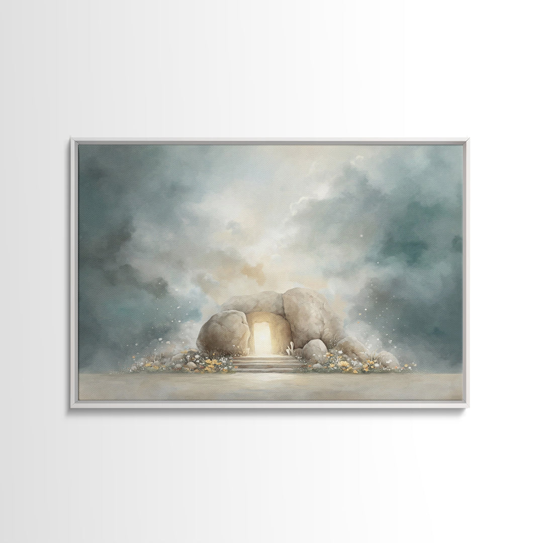 Tomb Of Hope – Framed Canvas Print – Christian Art Canvas – Christian Wall Art – Christian Christmas Decor – Jesus Christmas Art – Subtle C
