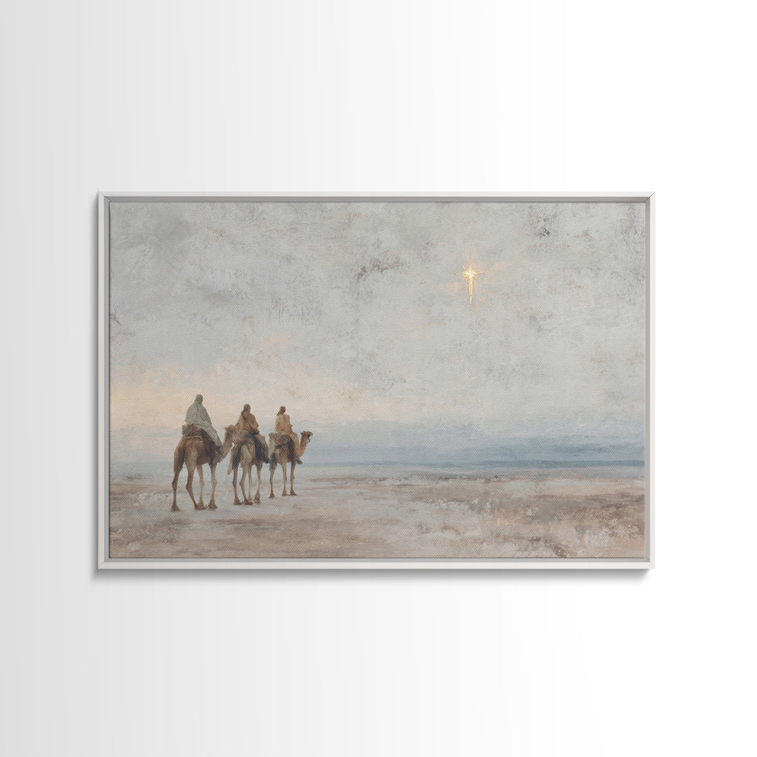 Desert Star Quest – Framed Canvas Print – Christian Christmas Art – Christian Art Canvas – Christmas Wall Art – Unique Christian Art – Jesu