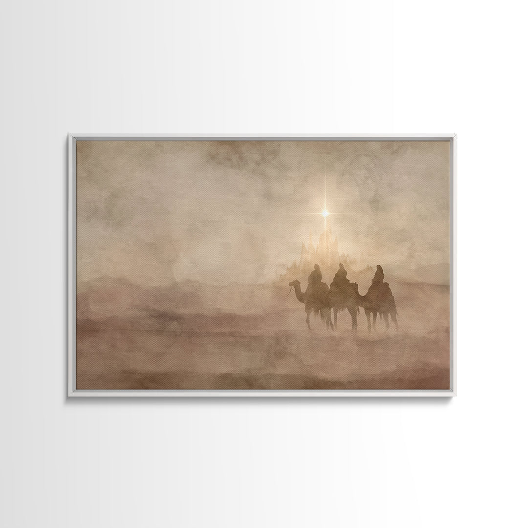 Starbound Journey, Framed Canvas Print, Christian Art Prints, Christian Wall Art, Christmas Canvas Wall Art, Christian Decorations, Moody C