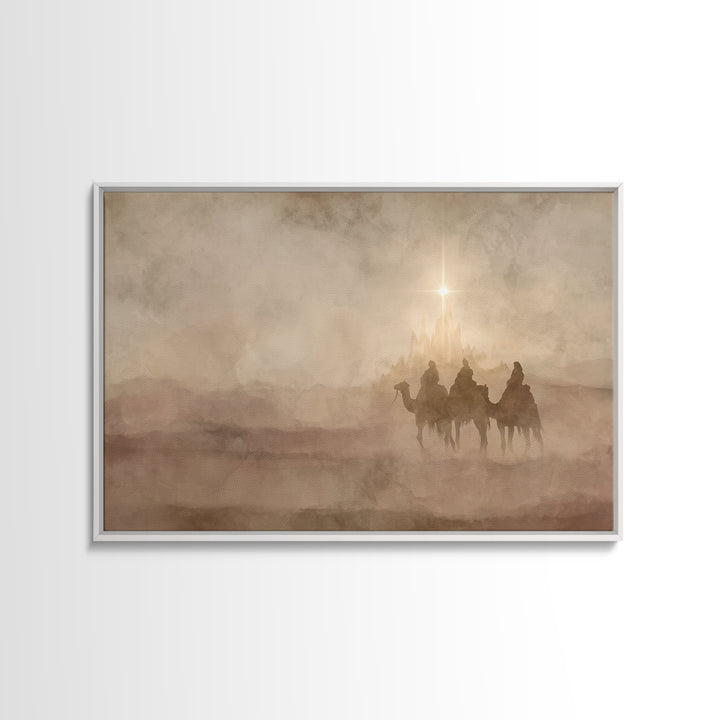 Starbound Journey, Framed Canvas Print, Christian Art Prints, Christian Wall Art, Christmas Canvas Wall Art, Christian Decorations, Moody C