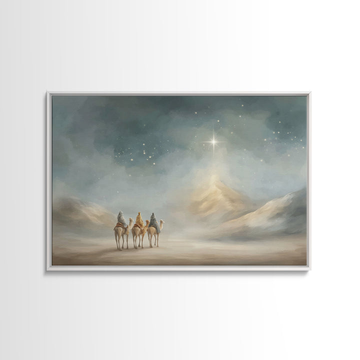 Mystic Star Road | Framed Canvas Print | Christmas Art Framed | Christian Wall Art | Christian Christmas Art | Jesus Painting | Christian A