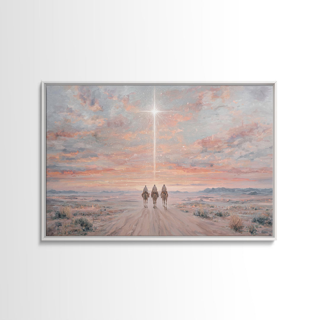 Divine Star Path – Framed Canvas Print – Christmas Art Work – Christian Art Canvas – Christian Wall Art – Christian Christmas Decorations –