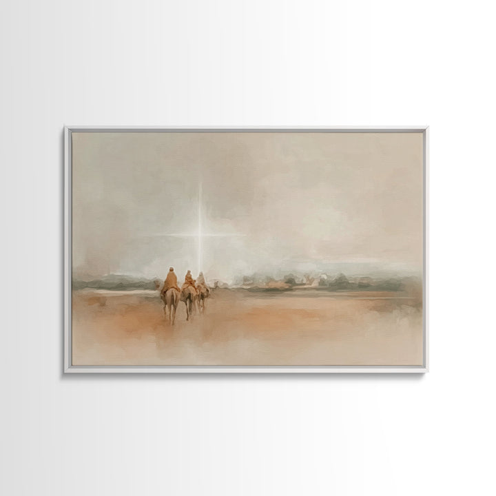 Bethlehem Light Path, Framed Canvas Print, Christian Art Canvas, Christmas Wall Art, Christian Christmas Art, Jesus Painting, Christmas Art
