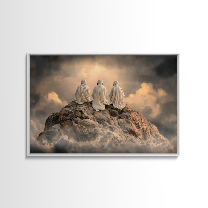 Sacred Summit Calm | Framed Canvas Print | Christian Wall Art | Christian Art Canvas | Jesus Painting | Moody Christian Art | Christian Gif