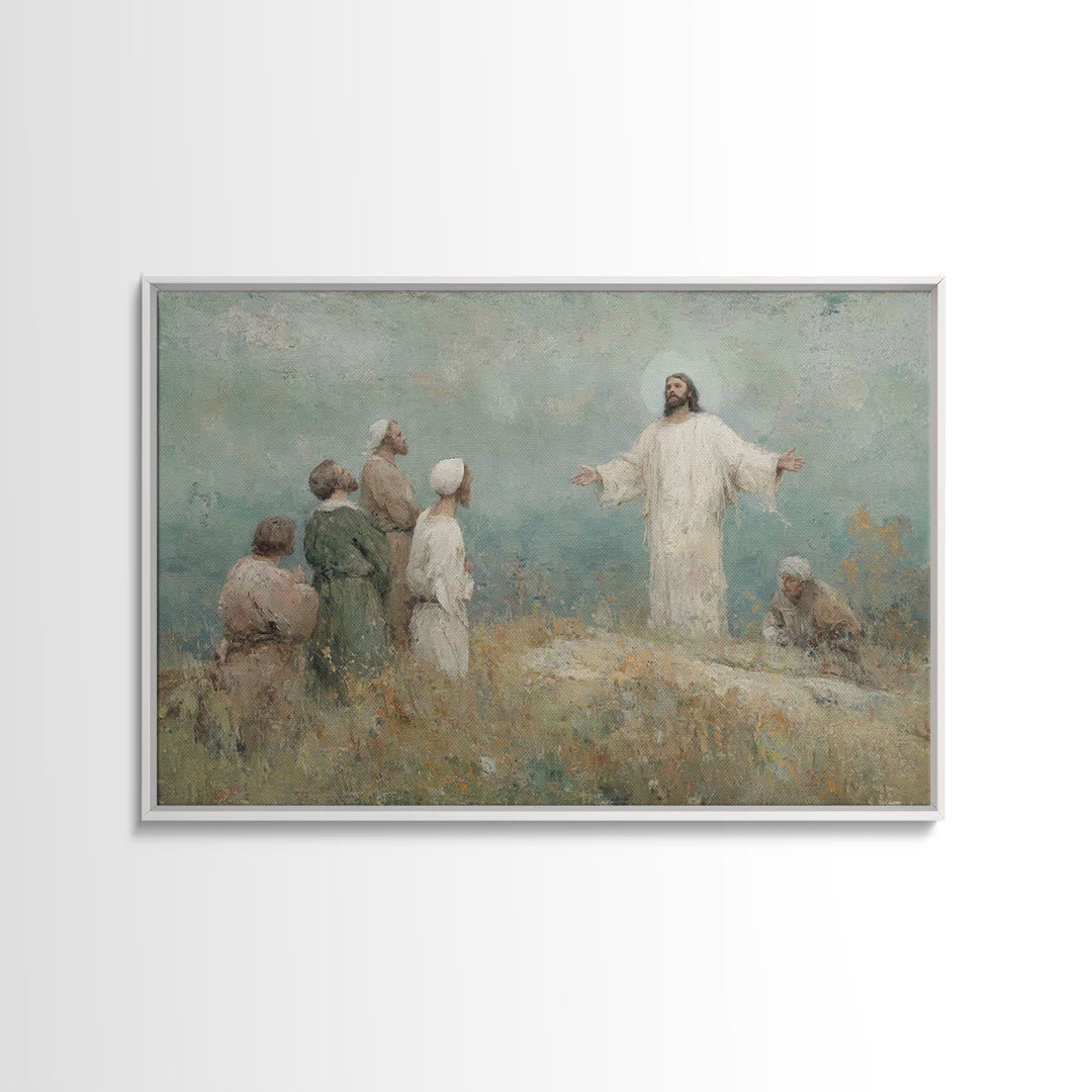 Blessing Of Light, Framed Canvas Print, Christian Art Canvas, Christian Wall Art, Jesus Painting, Christian Art Gift, Large Christian Paint