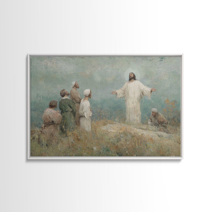 Blessing Of Light, Framed Canvas Print, Christian Art Canvas, Christian Wall Art, Jesus Painting, Christian Art Gift, Large Christian Paint