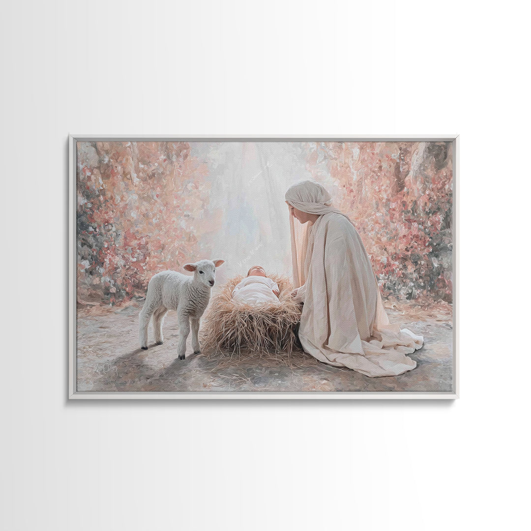 Bethlehem Grace, Framed Canvas Print, Christian Christmas Art, Christian Wall Art, Jesus Painting, Christian Art Canvas, Christmas Art Prin