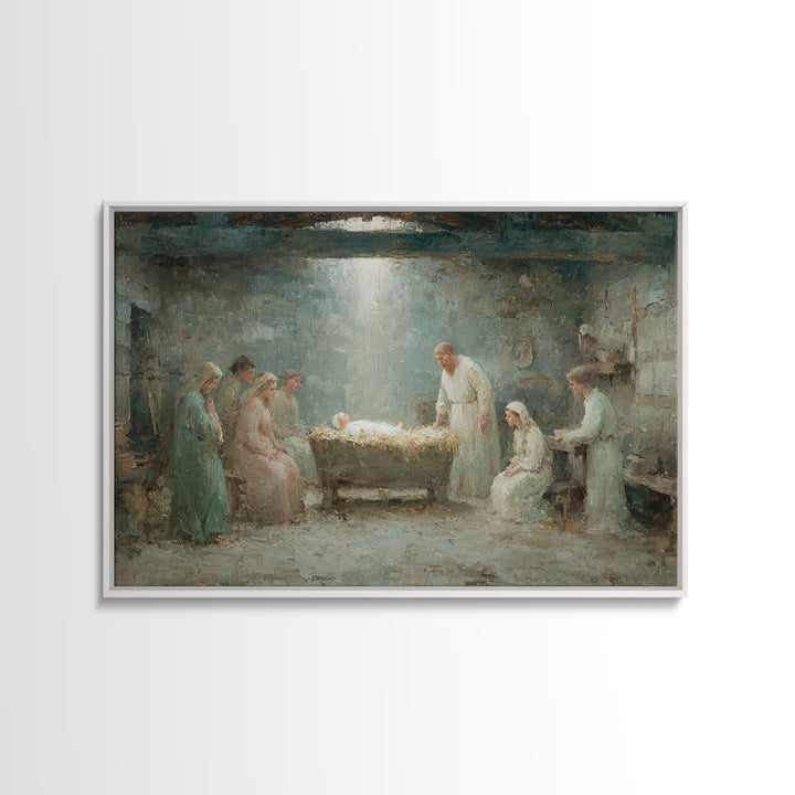 Holy Nativity – Framed Canvas Print – Christian Christmas Art – Birth Of Jesus Painting – Christian Wall Art – Christian Art Canvas