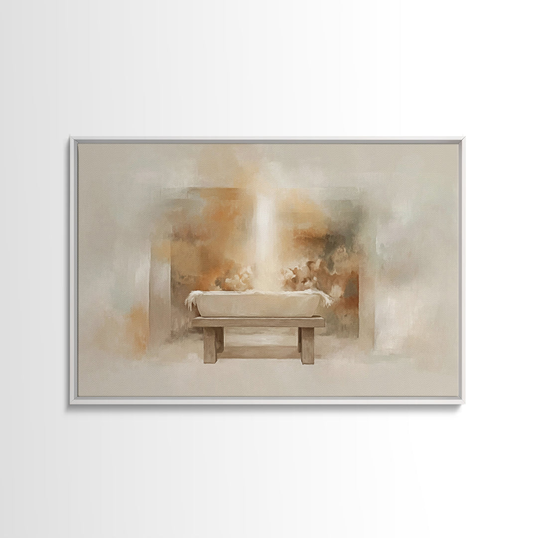 Holy Cradle | Framed Canvas Print | Christian Art Canvas | Christian Christmas Art | Christian Wall Art | Jesus Painting