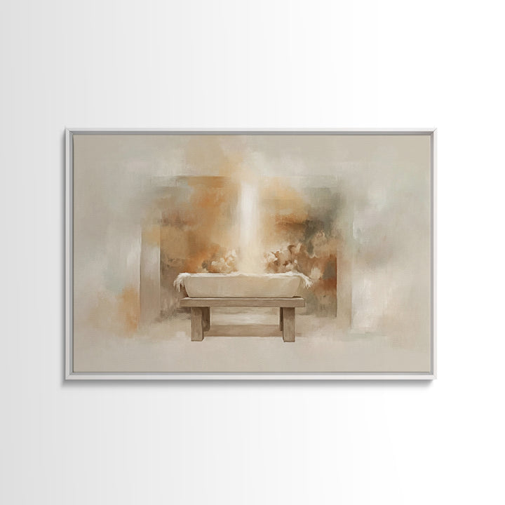 Holy Cradle | Framed Canvas Print | Christian Art Canvas | Christian Christmas Art | Christian Wall Art | Jesus Painting