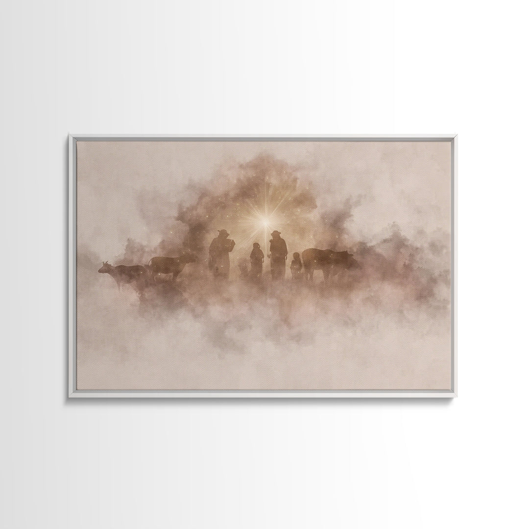 Glow Of Bethlehem, Framed Canvas Print, Christian Christmas Art, Christian Wall Art, Christmas Art Prints, Christian Art Canvas