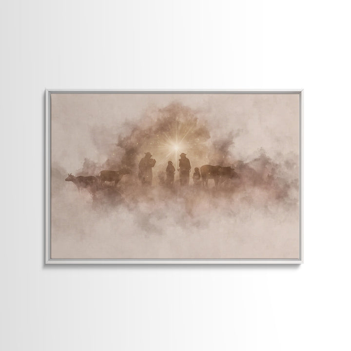 Glow Of Bethlehem, Framed Canvas Print, Christian Christmas Art, Christian Wall Art, Christmas Art Prints, Christian Art Canvas