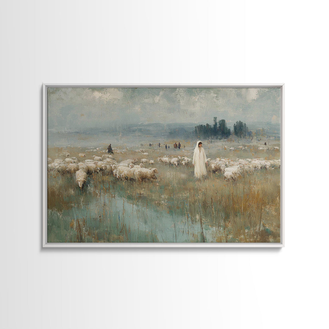Pasture Of Peace – Framed Canvas Print – Christian Art Canvas – Christian Wall Art – Christian Art Painting – Christian Art