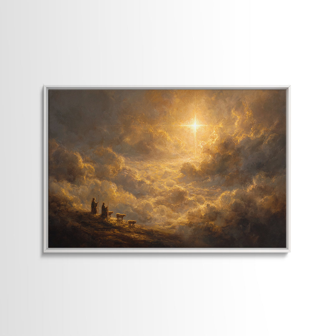Dawn Star, Framed Canvas Print, Christmas Wall Art, Christian Christmas Art, Christian Art Canvas, Framed Christmas Art