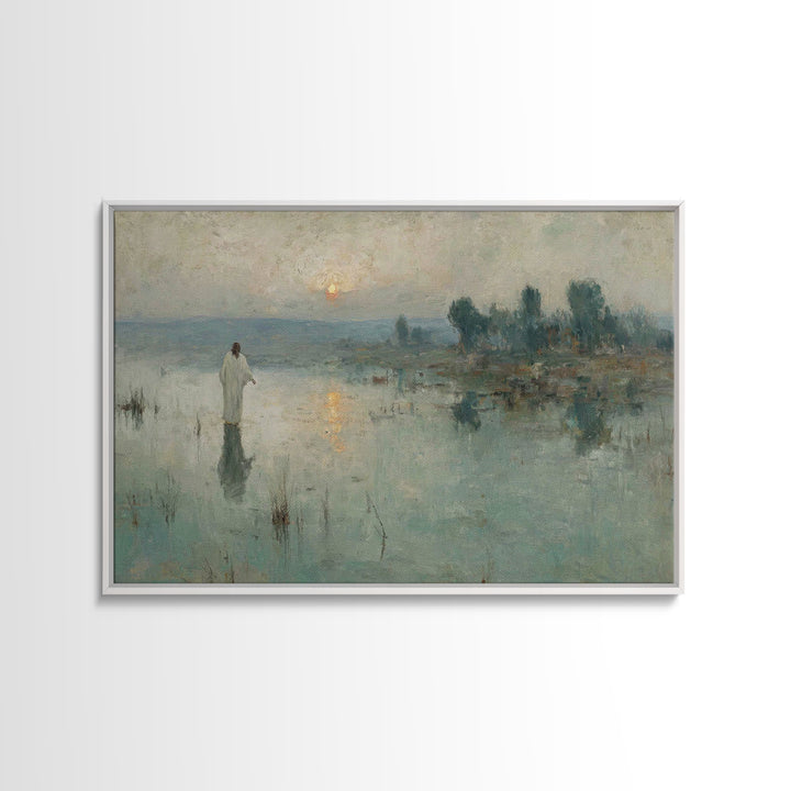 Still Waters Grace, Framed Canvas Print, Christian Art Canvas, Jesus Painting, Christian Wall Art, Vintage Christian Art, Christmas Art