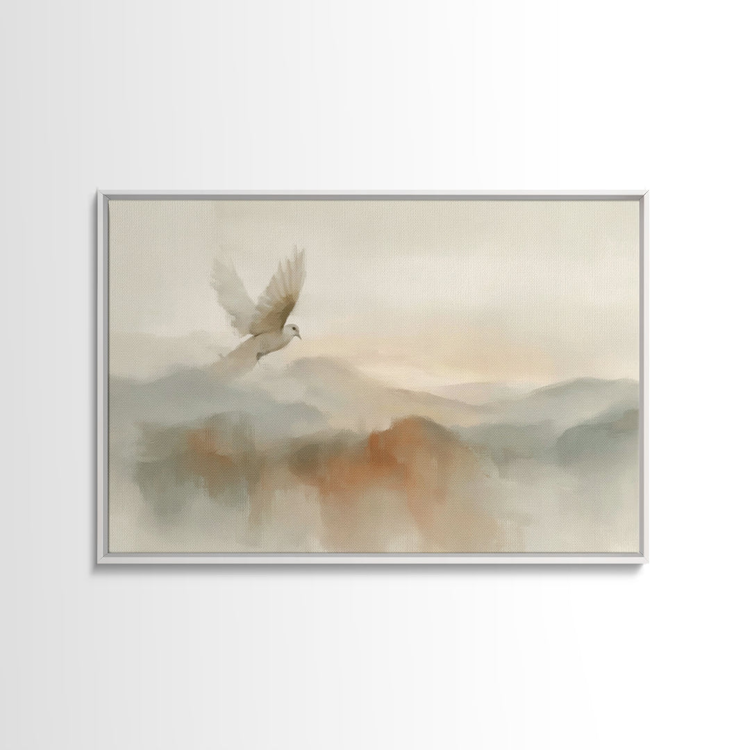 Peaceful Dove Rise – Framed Canvas Print – Christian Wall Art – Christian Art Canvas – Christian Art – Christmas Art – Christian Gift Ideas
