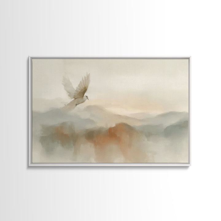 Peaceful Dove Rise – Framed Canvas Print – Christian Wall Art – Christian Art Canvas – Christian Art – Christmas Art – Christian Gift Ideas