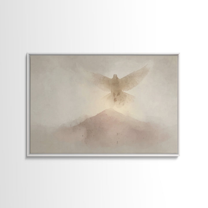 Mountain Spirit Light, Framed Canvas Print, Christian Art Canvas, Christian Wall Art, Minimalist Christian Art, Christmas Art, Christian De
