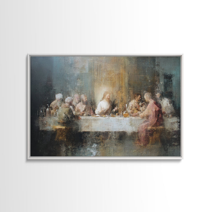 Last Supper Reverence, Framed Canvas Print, Christian Wall Art, Christian Art Canvas, Christian Painting, Vintage Christian Art, Christian