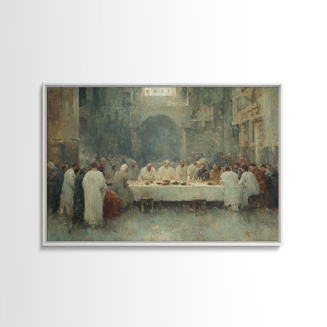 Holy Supper Glow, Framed Canvas Print, Christian Wall Art, Christian Art Canvas, Christian Paintings, Jesus Art Print, Christian Decor