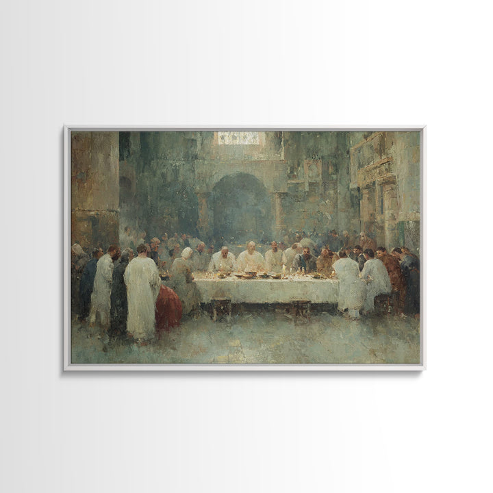 Holy Supper Glow, Framed Canvas Print, Christian Wall Art, Christian Art Canvas, Christian Paintings, Jesus Art Print, Christian Decor