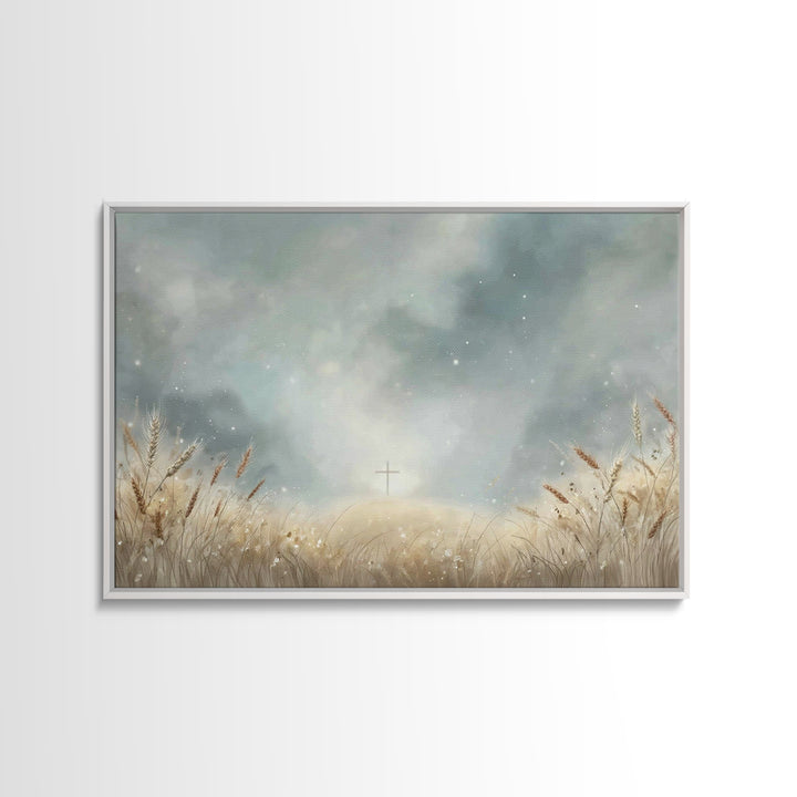 Harvest Dawn, Framed Canvas Print, Christian Wall Art, Christian Art Canvas, Christian Painting, Christian Christmas Art, Christian Decor