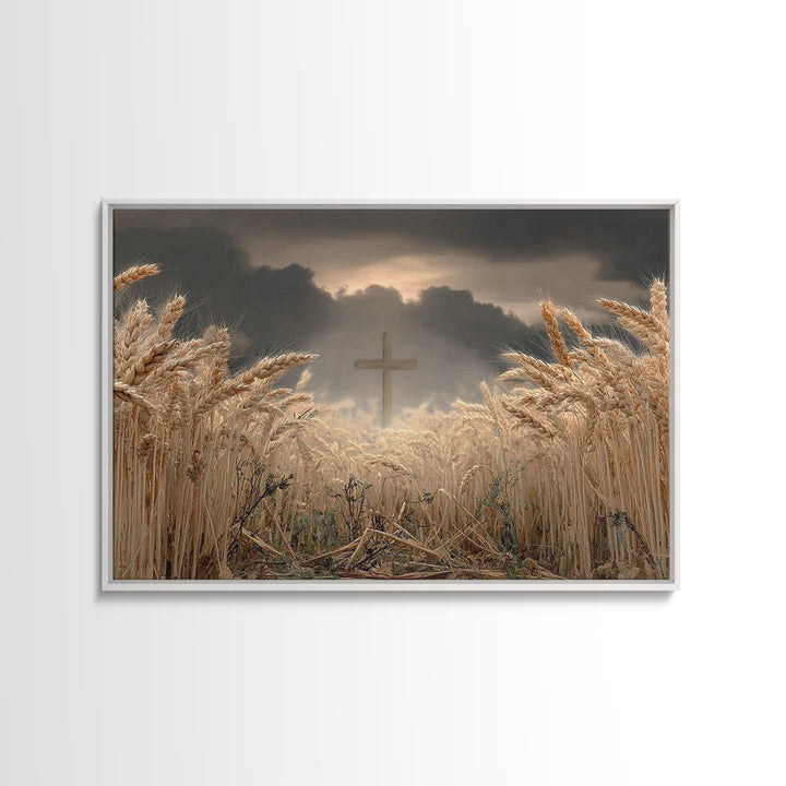 Wheatland Cross - Framed Canvas Print - Christian Wall Art - Christian Art Print - Jesus Painting - Christian Decor - Christian Gift Ideas