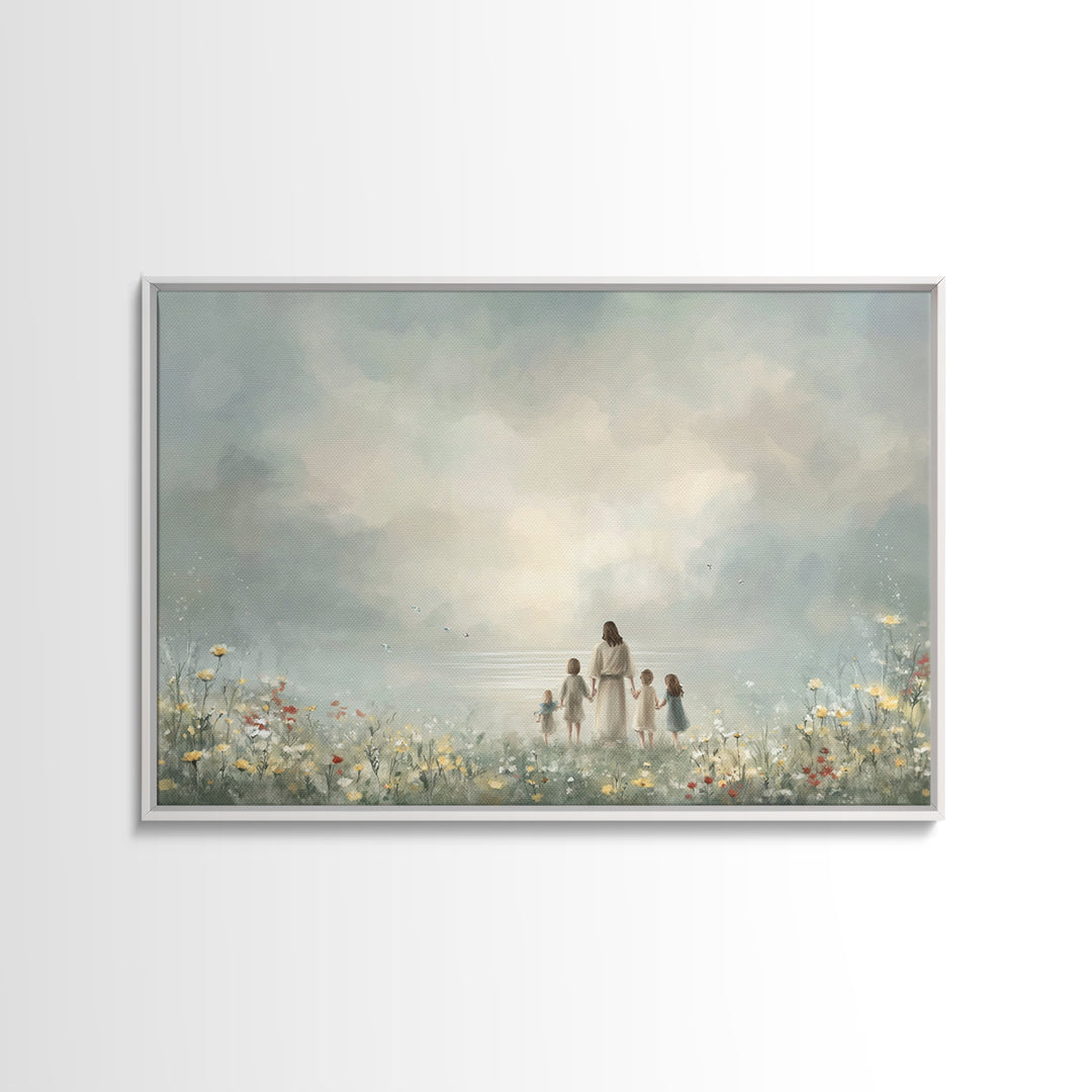 Heavenly Shepherd – Framed Canvas Print – Christian Wall Art – Jesus Painting – Christian Art Canvas – Christian Christmas Art
